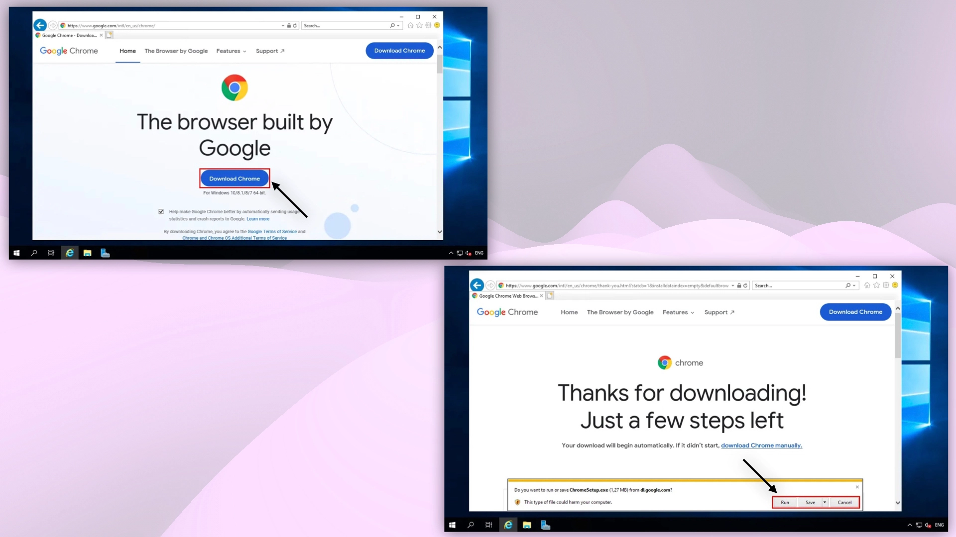 Downloading Google Chrome on Windows Server