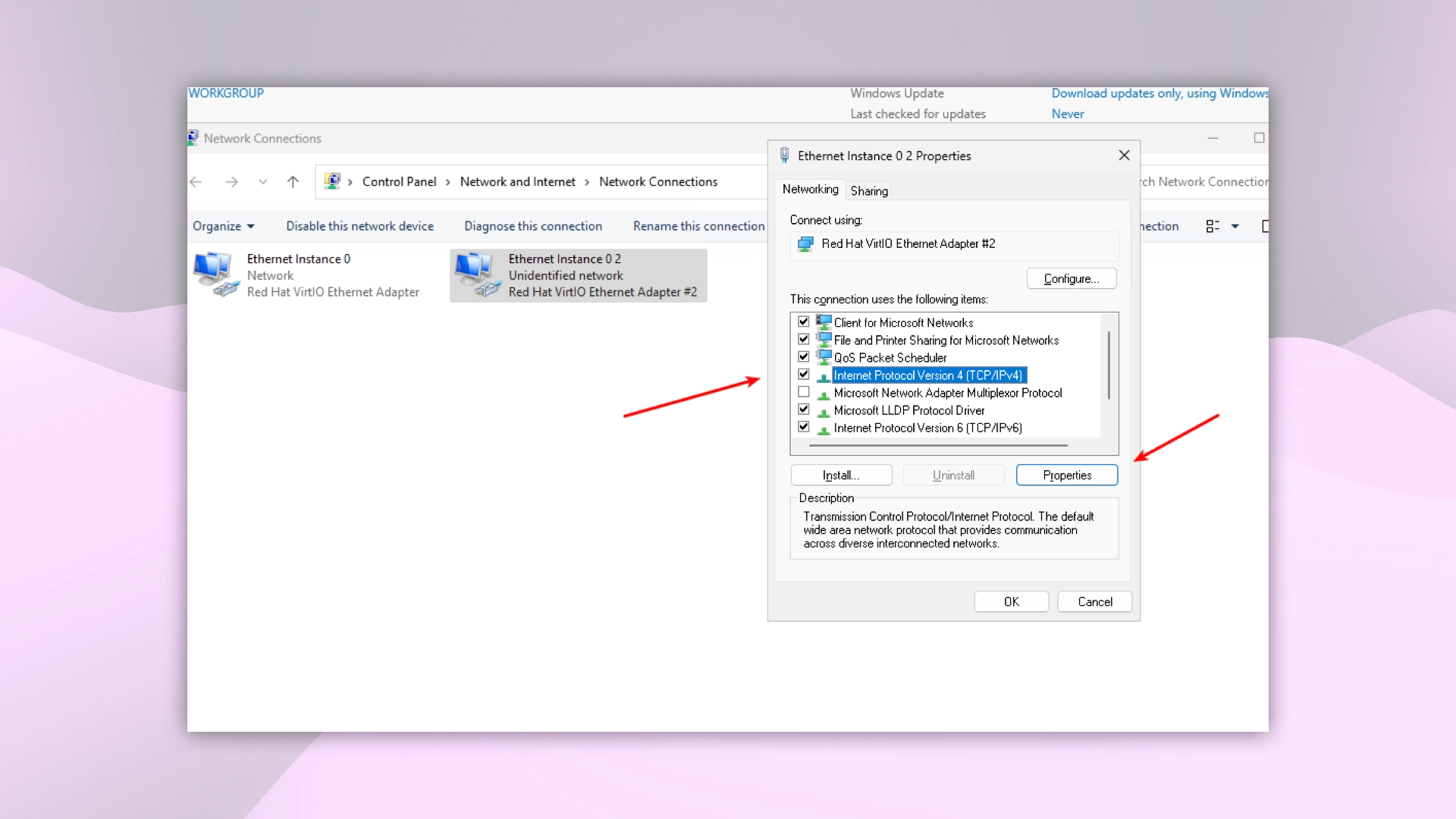 Свойства Ethernet Instance в Server Manager