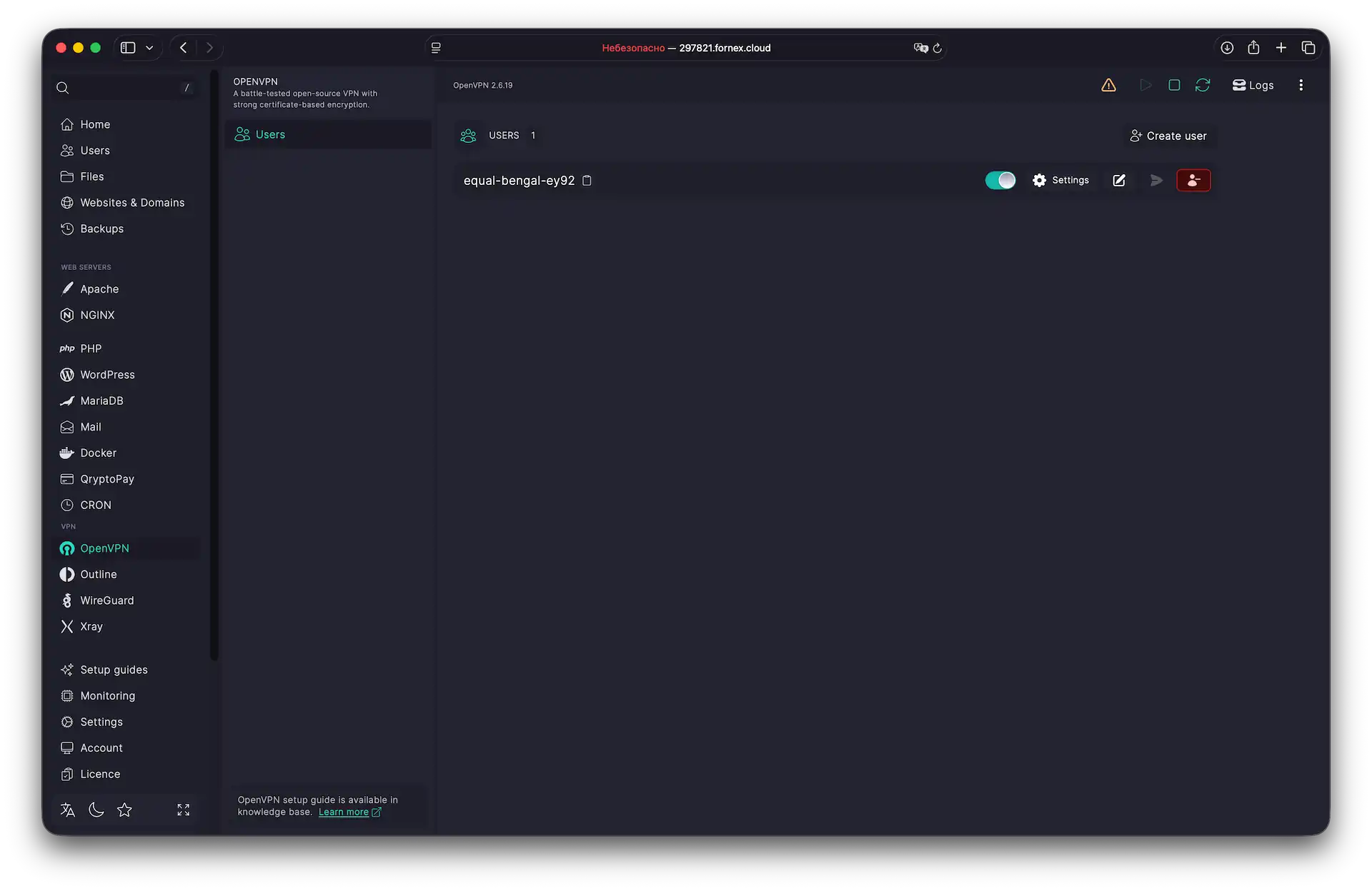 User List for VPN Connections