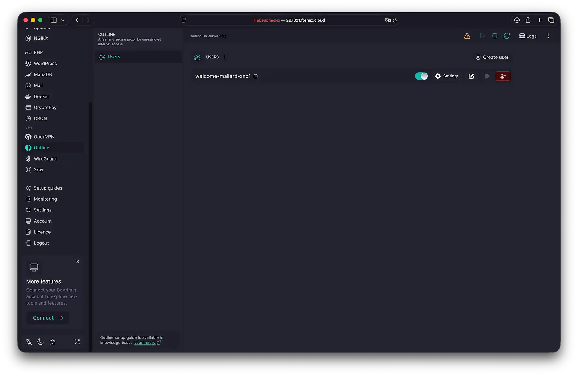 User List for VPN Connections