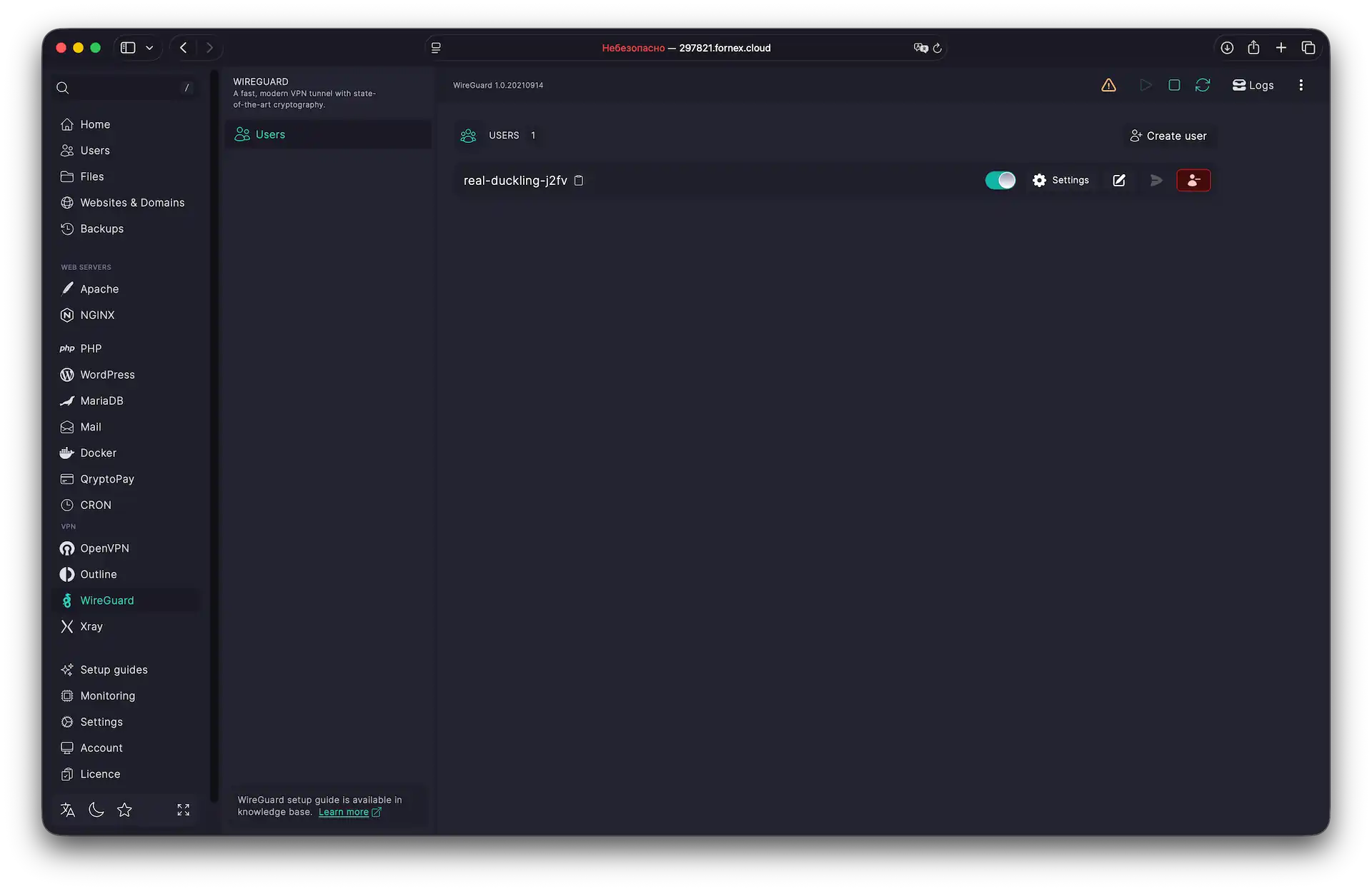 User List for VPN Connections