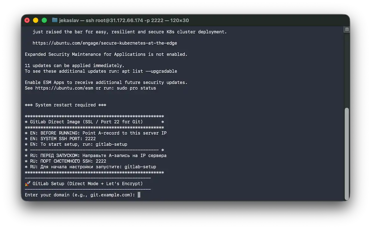 Подключение и первоначальная настройка GitLab