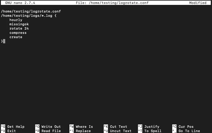 Конфигурационный файл logrotate
