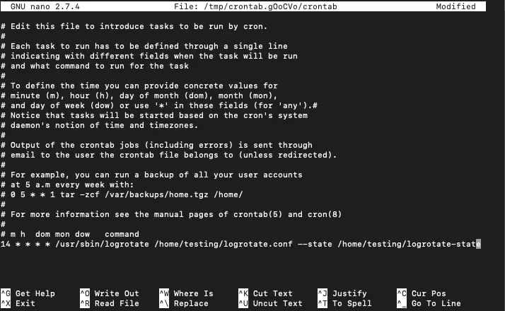 Cron task for logrotate